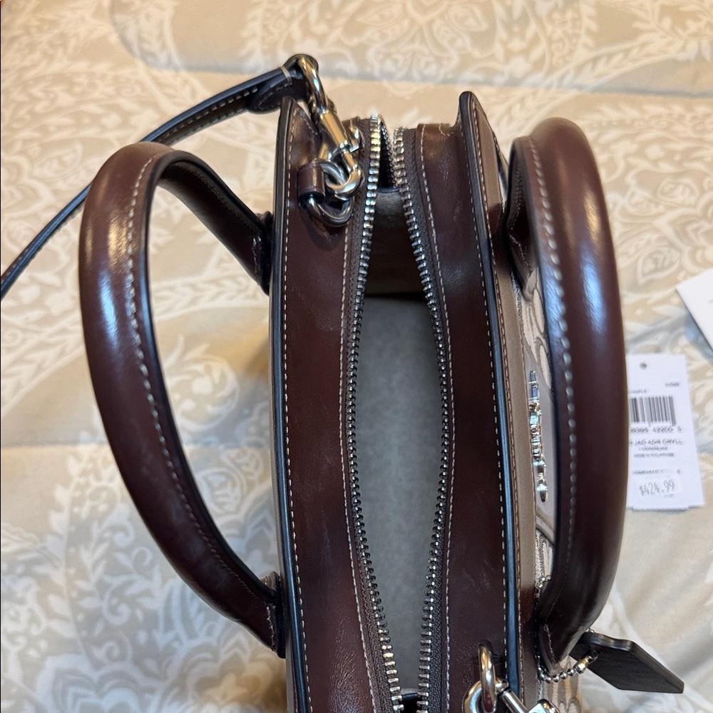 COACH Andrea Carryall Bag In Signature Jacquard CT766 Silver/Oak/Maple - Picture 6 of 13